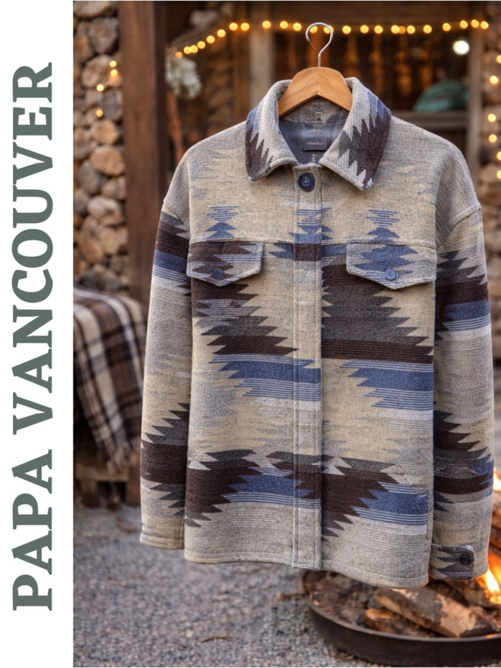 Papa Vancouver Aztec Jacket NWT Large Western Shacket